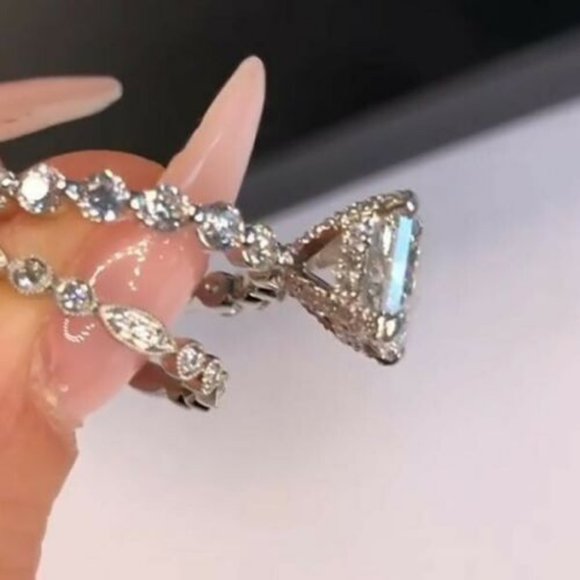 925 Silver White Sapphire Set Ring - Picture 3 of 4